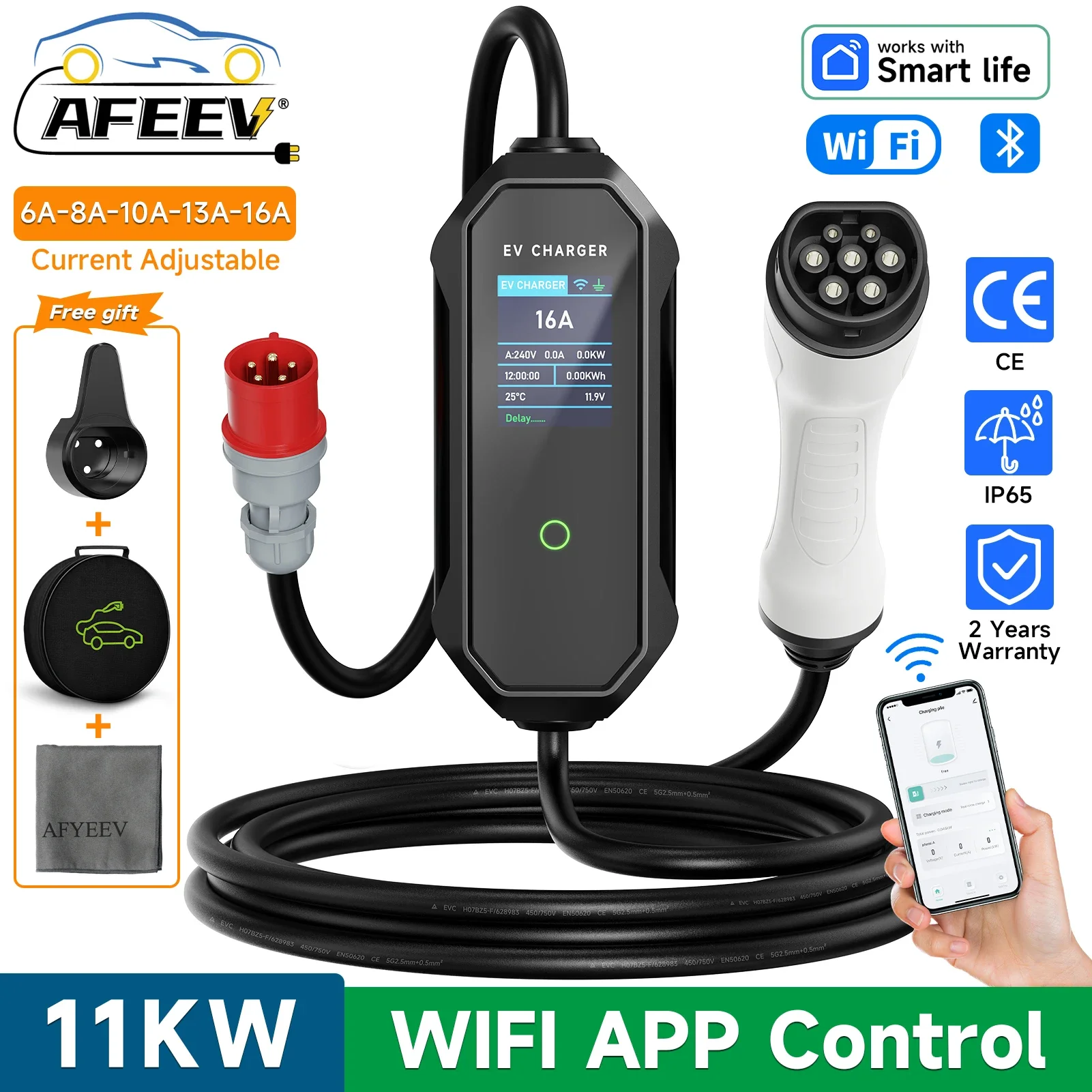 Type 2 Portable Ev Charger 11Kw Cee - Carregador EV Tipo 2 AFEEV 11KW